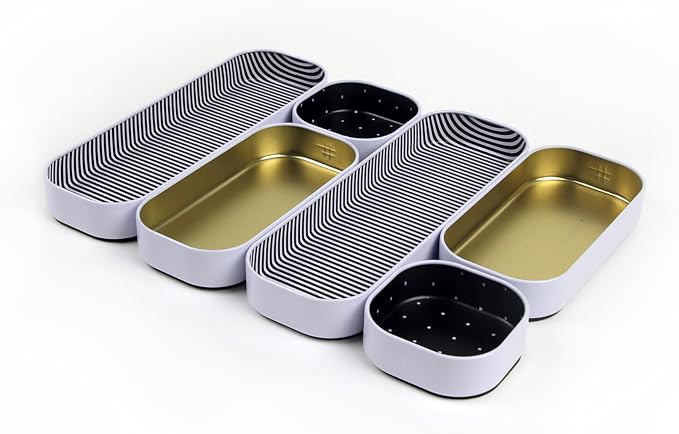 Three by Three Seattle 6 Piece Shallow Metal Organizer Tray Set by ThreebyThreeSeattle
