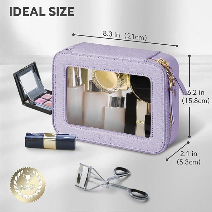 Prite Clear Makeup Bag Cosmetic Organizer Case Waterproof Travel Toiletry Bag - Image 3