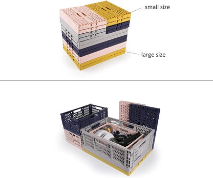 Domiella 2-Pack Crates for Storage, Storage Crates Plastic Stackable, Foldable - Image 3