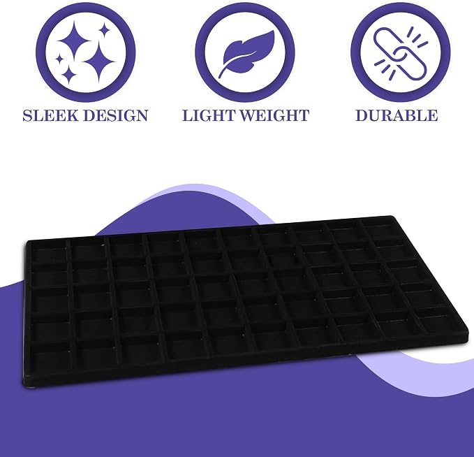 Novel Box 5 Pack 50-Slot Black Liner Jewelry Storage Tray Inserts 14.75x8.25x1 - Image 4