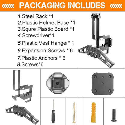 HLOGREE Motorcycle Helmet Holder Rack Wall Mount, Tactical Equipment, Metal - Image 8