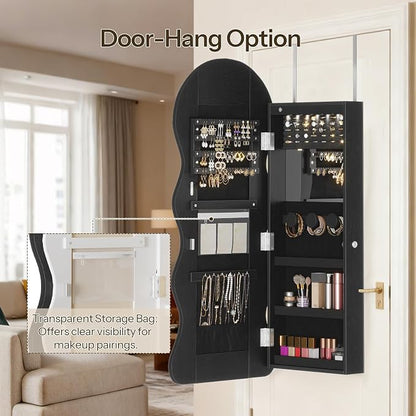 HOOBRO LED Mirror Jewelry Cabinet, Wall/Door Mounted Jewelry Organizer - Image 7