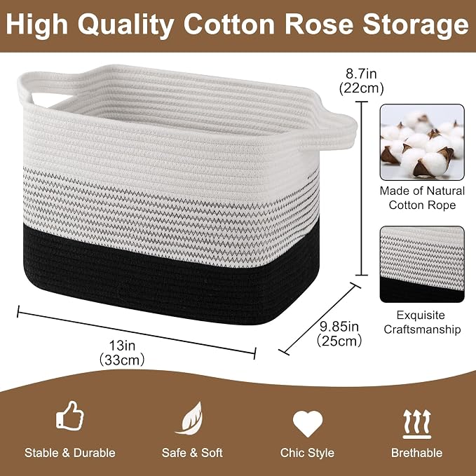 Storage Basket for Organizing, Woven Baskets for Storage, Rectangle Decorative - Image 2