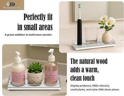 Bathroom Tray for Counter, Oak Wooden 11.2" L Vanity Tray for Jewelry Candle - Image 3