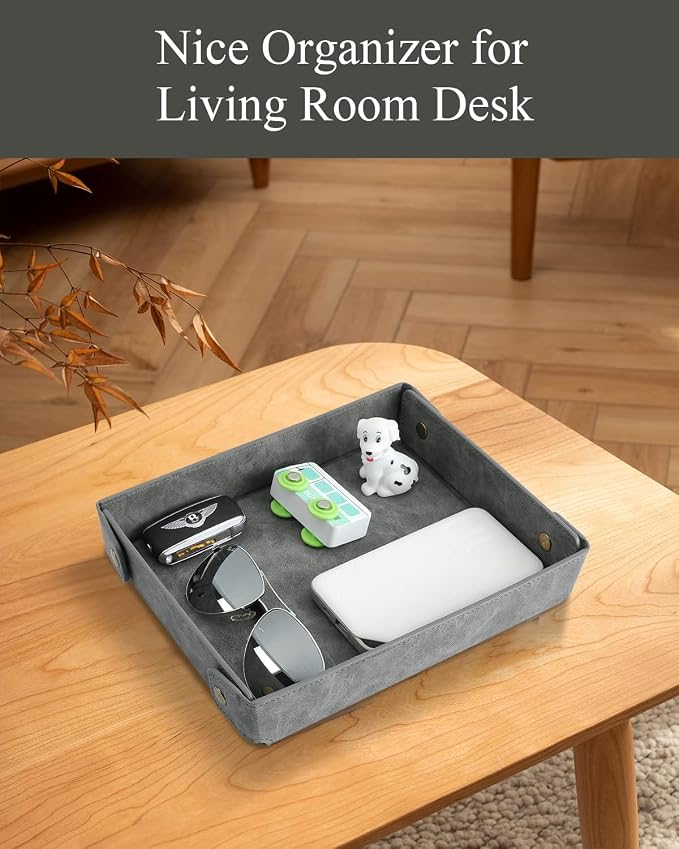 CASIRENA Father's Day Gifts Faux Leather Valet Tray Organizer - Image 7