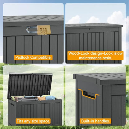 NUNU LAB 270 Gallon Large Resin Deck Box, Waterproof Outdoor Storage Box - Image 5