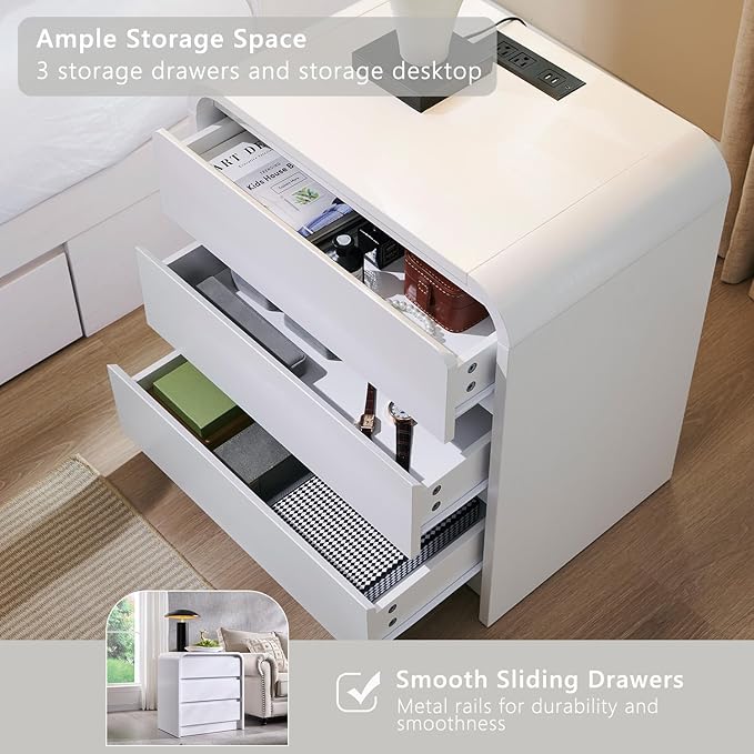 25" Tall Modern Nightstand - Image 4
