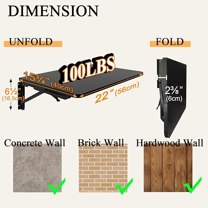 TEAMIX Wall Mounted Folding Table, Utility Room, Laundry Room - Image 5