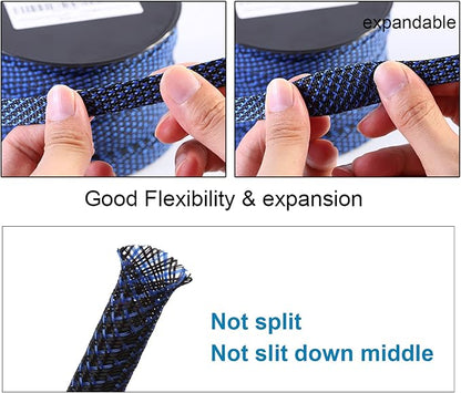 25ft - 1 inch PET Expandable Braided Sleeving – BlackBlue – Alex Tech Braided - Image 5