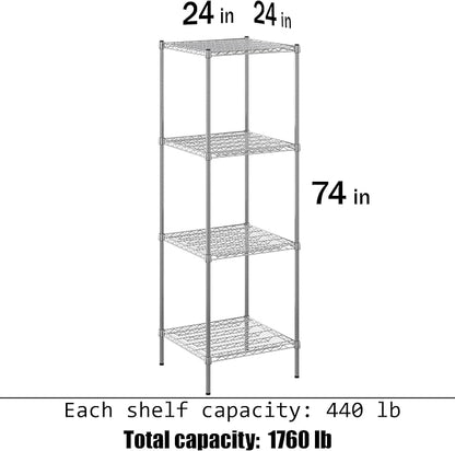 24" Deep x 24" Wide x 74" Height Wire Shelving Kit | 4-Tier | NSF Commercial - Image 3
