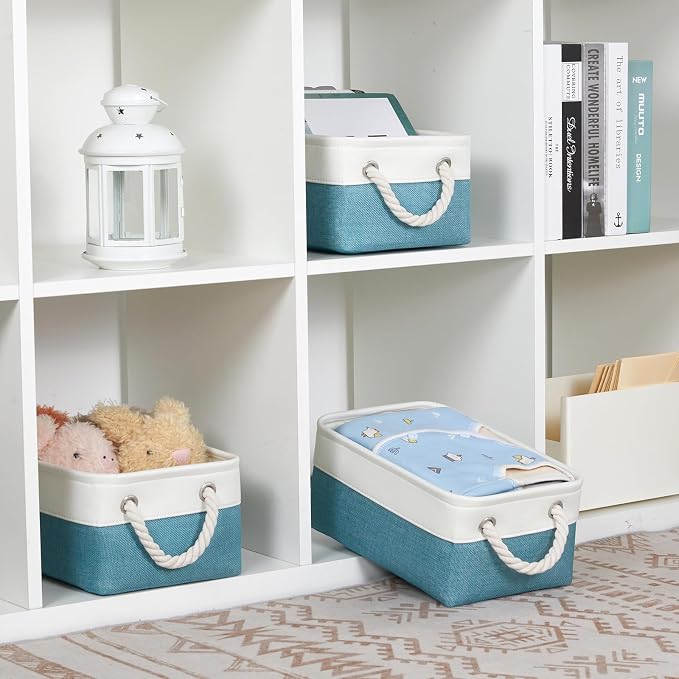 Bidtakay Small Storage Baskets for Shelves 3 Pack Fabric Storage Bins for - Image 5