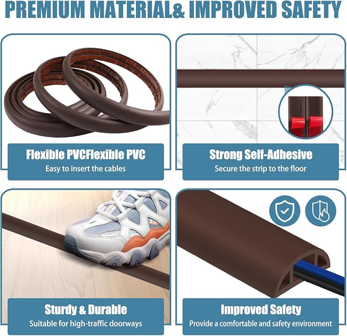 Floor Cord Covers for Wires 20FT Cable Hider Wire Cover Self Adhesive Cord - Image 3