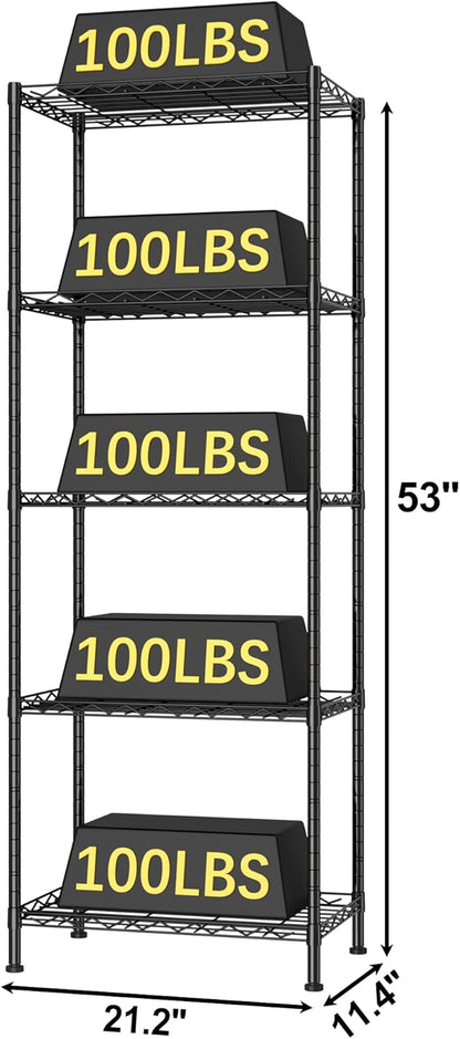 HOMEFORT 5-Shelving Unit, Adjustable Wire Shelving, Metal Wire Shelf Rack - Image 3