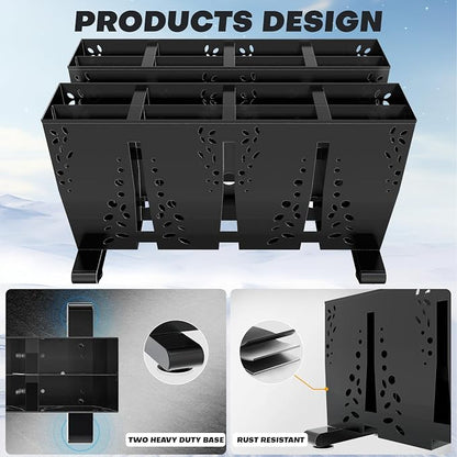 Ski Storage Rack for Garage, 8 Pair Heavy Duty Steel Freestanding Ski Storage - Image 4