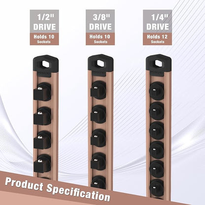 WORKPRO Magnetic Socket Organizer, 1/2-Inch Drive Aluminum Alloy Socket Rail - Image 8