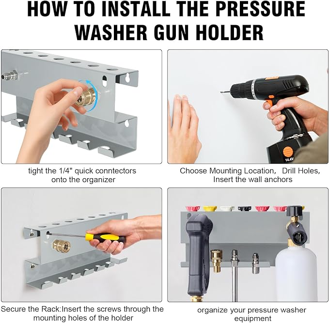 Wall Mounted Pressure Washer Gun & Foam Cannon Holder, Car Wash Accessories - Image 7