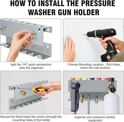 Wall Mounted Pressure Washer Gun & Foam Cannon Holder, Car Wash Accessories - Image 7