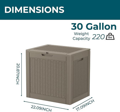31 Gallon Outdoor Storage Box, Waterproof Resin Deck Box - Image 6