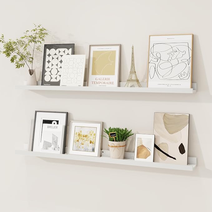 Picture Ledge Shelf, Floating Shelves Set of 2, 36 Inches Solid Wood Nursery by FunMemories