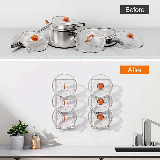2 Pack Pot Lid Organizer Rack, 6-Tier Pot Lids Holder - Image 6
