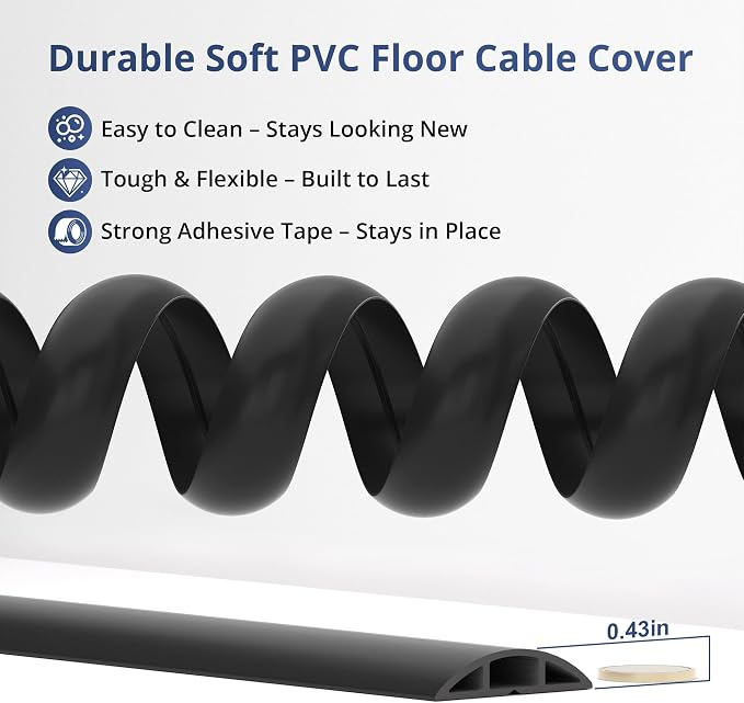 ZhiYo 5.6ft Cord Covers for Wires on Floor, Cord Hider Floor Hide Extension - Image 6