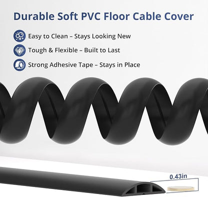 ZhiYo 10ft Cord Covers for Wires on Floor, Cord Hider Floor Hide Extension Cords - Image 6
