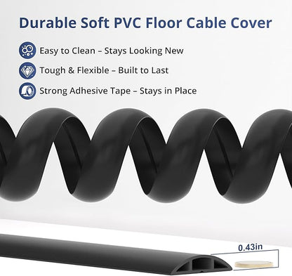 ZhiYo 10ft Cord Covers for Wires on Floor, Cord Hider Floor Hide Extension Cords - Image 4