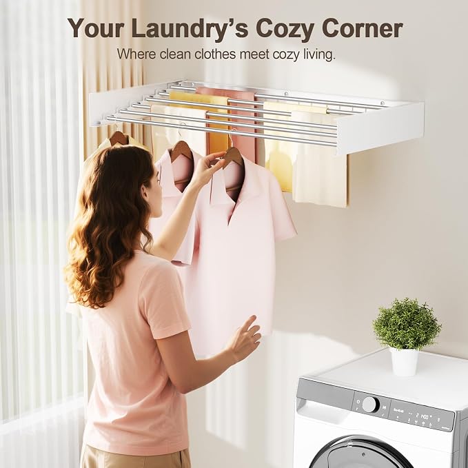 Wall Mounted Clothes Drying Rack Folding Indoor, Foldable Laundry Drying Rack - Image 2