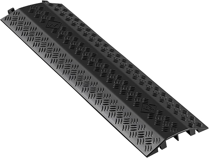 VEVOR 1 Pack Drop Over Cable Cover, 2 Channel Heavy Duty Cable Hose Protector by VEVOR