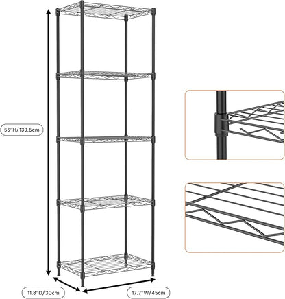 5 Tiers Shelf Metal Storage Shelves Wire Rack Closet Organizers - Image 3