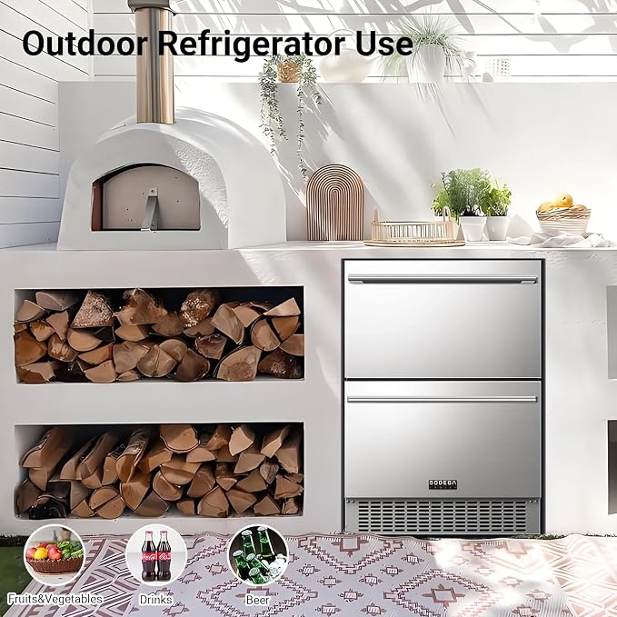 BODEGA 24 Inch Beverage Fridge under Counter, 2 Drawer Outdoor Coolers - Image 2