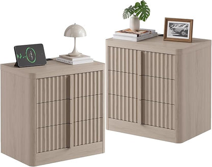 Fluted Nightstand Set of 2 by Harpaq