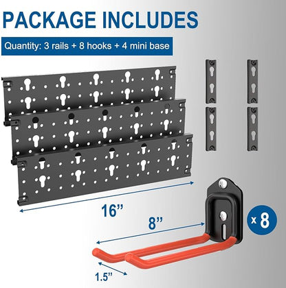 Wallmaster Wall Mount Garage Organizer Tool Storage Rack, Heavy Duty Folding - Image 4
