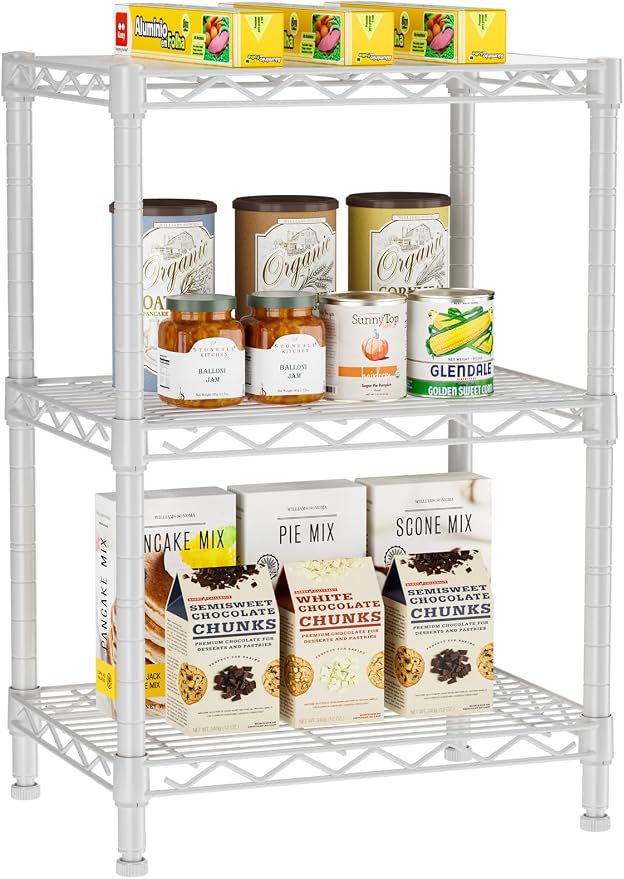 3 Tier Adjustable Storage Shelves Heavy Duty Metal Utility Shelf Wire Shelving by Golpart