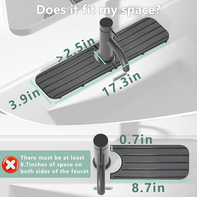 17inch x 4inch Kitchen Sink Faucet Mat, Water Absorbing Stone Faucet Splash - Image 2