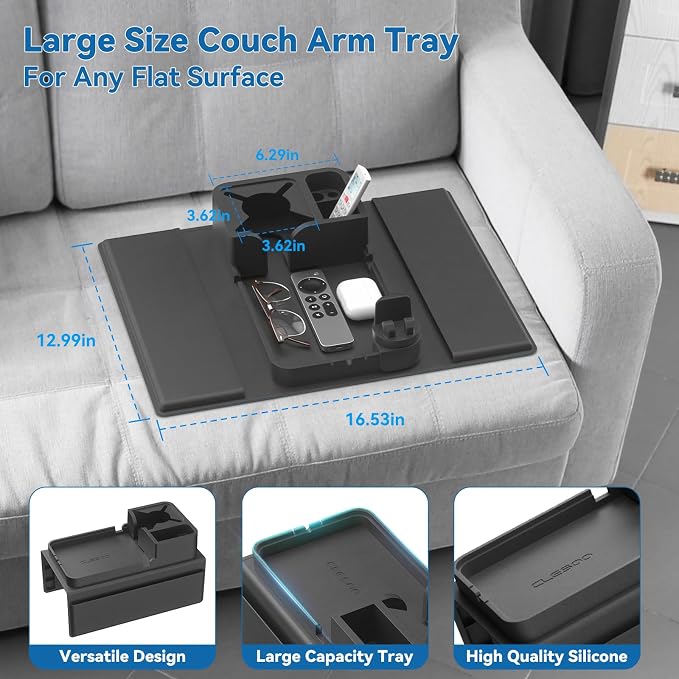 Couch Arm Cup Holder CLESOO Couch Arm Tray Anti-Slip Couch Cup Holder Silicone - Image 8