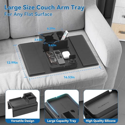 Couch Arm Cup Holder CLESOO Couch Arm Tray Anti-Slip Couch Cup Holder Silicone - Image 8