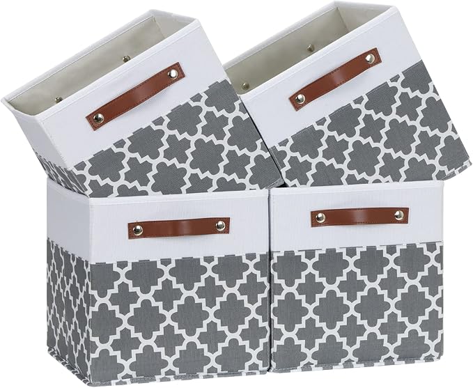 Temary 11x11x11 Cube Storage Bins Cube Organizer Bins 4 Pack Canvas Storage Bin by TEMARY