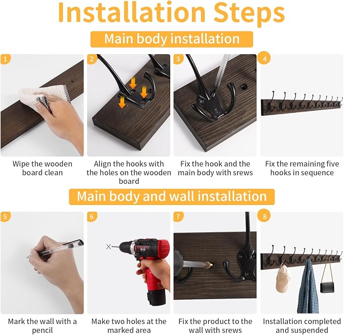 IBosins Wall Mounted Coat Rack - Image 7