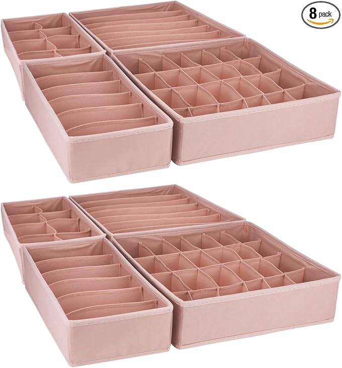 8 Pack Dresser Drawer Organizer Clothes Underwear Sock Storage Pink Foldable by Bazasa