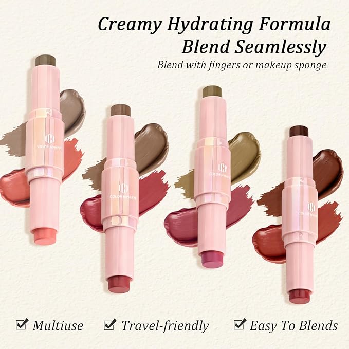 Color Nymph Blush Contour Stick, Cream Blush & Contour Matte Texture Double-end - Image 6