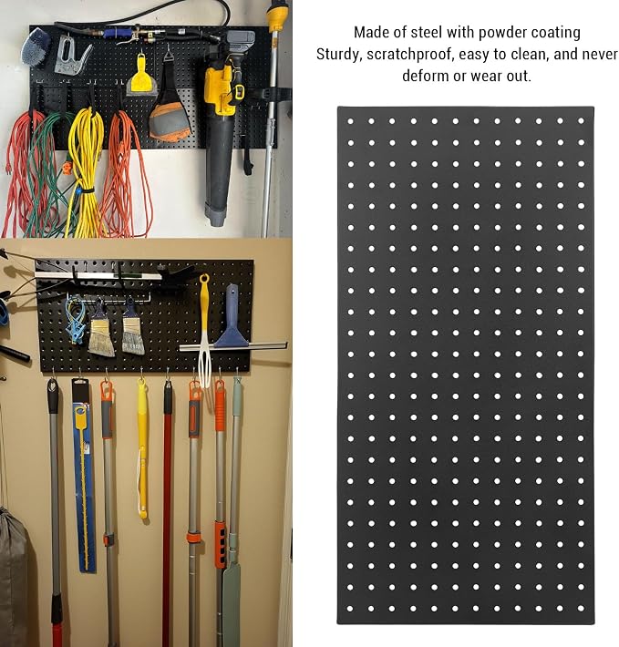 Fydun Metal Pegboard Wall Panels Steel Modular Peg Board Organizer Garage - Image 5