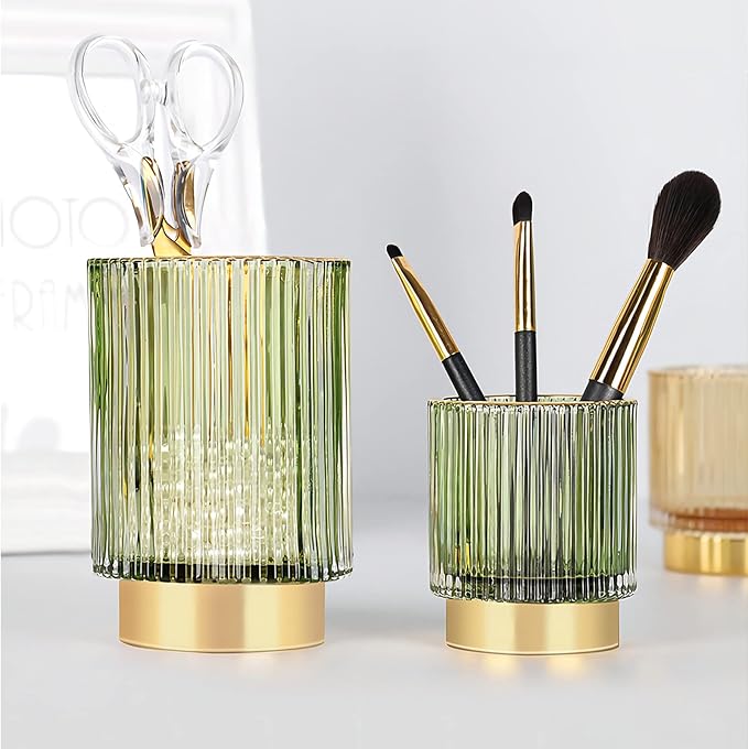 DASITON Makeup Brush holder Organizer, Crystal Cosmetic Makeup Brush Glass - Image 2