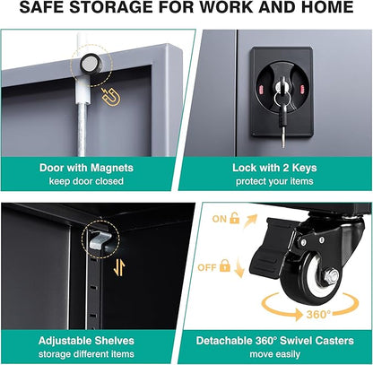 SISESOL 75" Tall Metal Storage Cabinet - Image 5