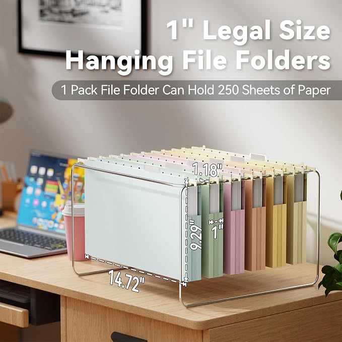 Ansook Plastic Hanging File Folders Legal Size, 12 Pack Extra Capacity - Image 3