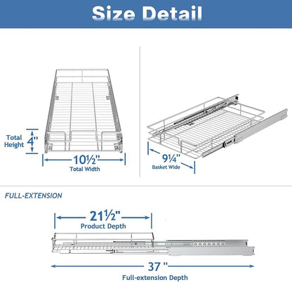 Pull Out Cabinet Organizer 10½" W x 21½" D, Heavy Duty Cabinet Pull Out Shelves - Image 3