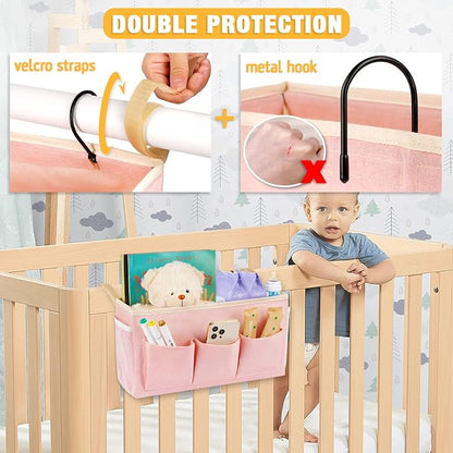 Bedside Organizer with Fixed Straps and Water Bottle Holder - Image 4