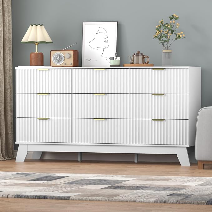Fluted Dresser for Bedroom, 9 Drawer Dresser for Closet, TV Stand, Storage - Image 5