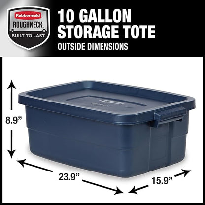 Rubbermaid Roughneck Tote 10 Gal, 8 Pack, Made in USA, Dark Indigo Metallic - Image 2