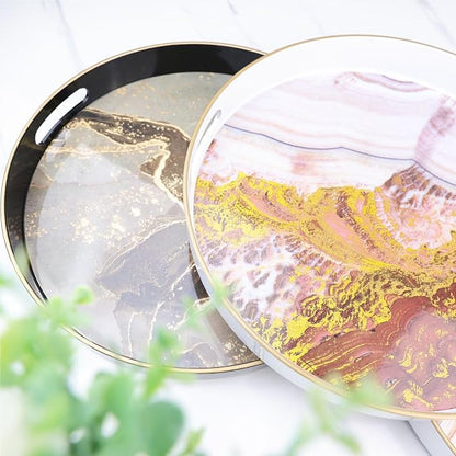 Round Green Marbling Decorative Tray - Image 8
